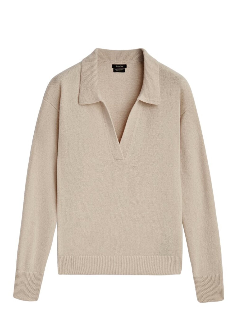Massimo Dutti V Neck Wool Blend Polo Sweater